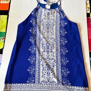 Q & A dress, blue/white size L